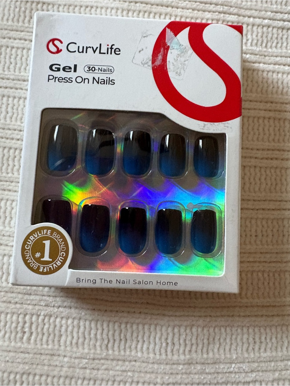 New Curvlife Blue Ombre Gel Press-On Nails - 30 Pack